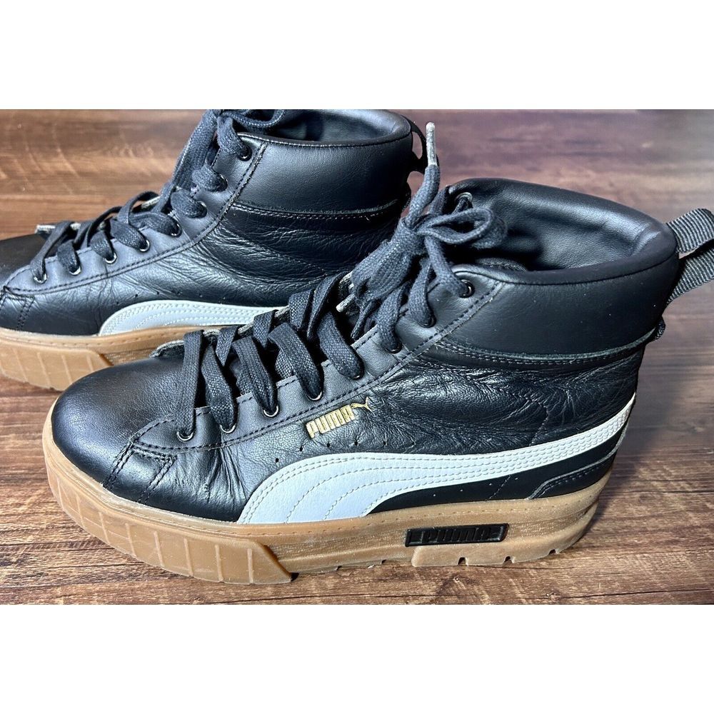 Puma Mayze Mid Gentle Lace Up  Womens Black Sneakers Casual Shoes SZ 9‎